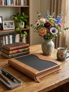 🖋️Franklin Quest Vintage "Green Line" Zipper Planner Black Canvas & Tan Leather